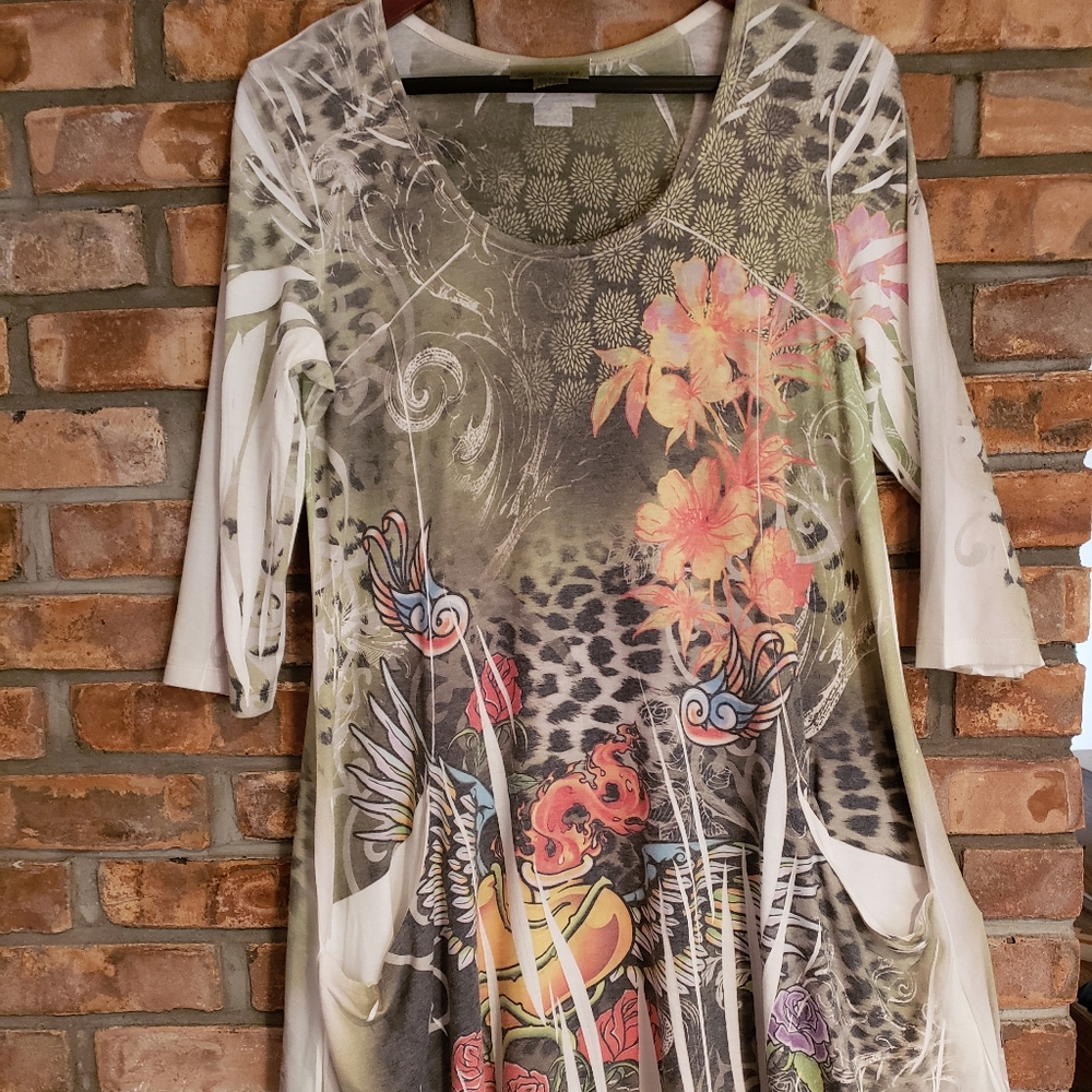 Cover Charge Women's LS Cotton Dress, Gently Preowned, Size L